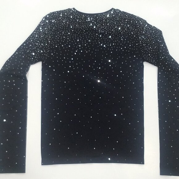 Zara Girls Size 11/ 12 Black Sparkly Stretchy Long Sleeve Shirt - Picture 2 of 5